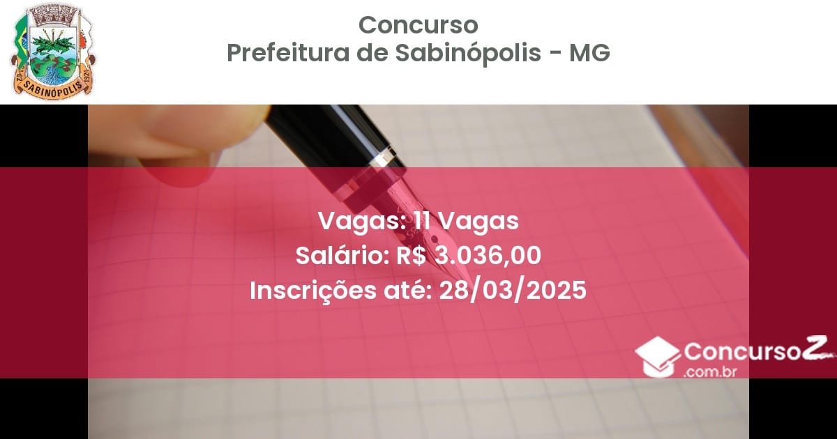 Concurso Público 1900-prefeitura-de-sabinopolis-mg-11-vagas atualizado em March de 2025