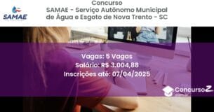 Concurso Público 1968-samae-servico-autonomo-municipal-de-agua-e-esgoto-de-nova-trento-sc-5-vagas atualizado em March de 2025