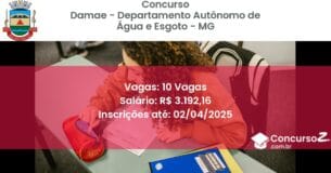 Concurso Público 2021 damae departamento autonomo de agua e esgoto mg 10 vagas julho 2025