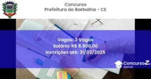 Concurso Público 2048 prefeitura de barbalha ce 3 vagas junho 2025