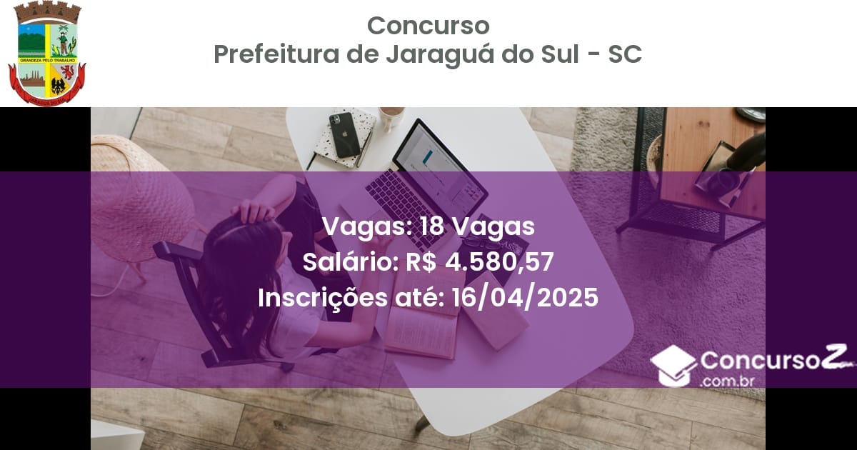 Concurso Público 2082 prefeitura de jaragua do sul sc 18 vagas agosto 2025
