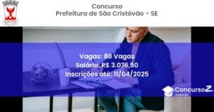 Concurso Público 2094 prefeitura de sao cristovao se 80 vagas julho 2025
