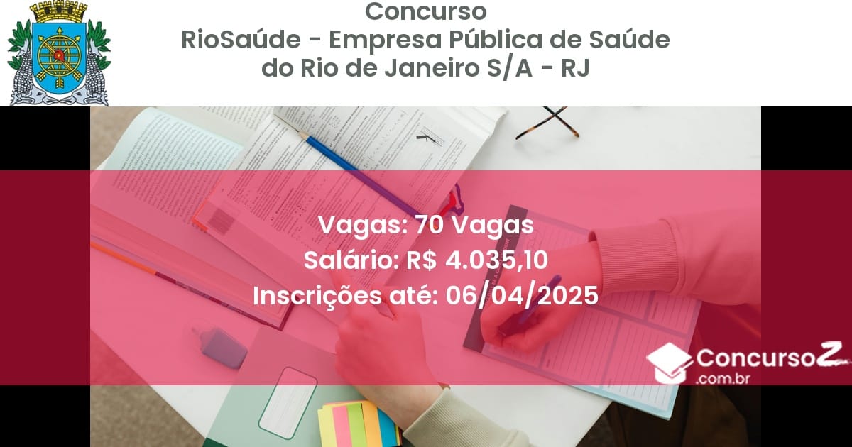 Concurso Público 2140 riosaude empresa publica de saude do rio de janeiro sa rj 70 vagas junho 2025