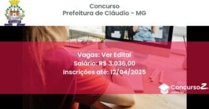 Concurso Público 2150 prefeitura de claudio mg ver edital junho 2025