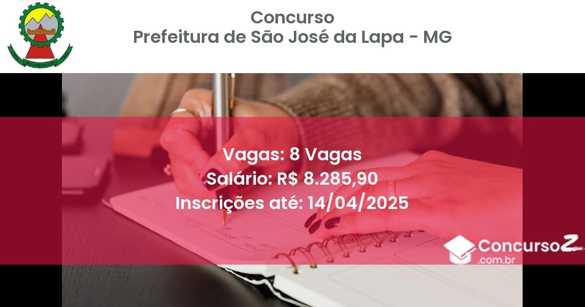 Concurso Público 2163 prefeitura de sao jose da lapa mg 8 vagas junho 2025