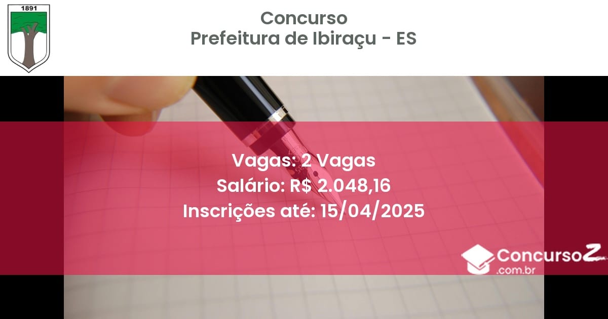 Concurso Público 2295 prefeitura de ibiracu es 2 vagas junho 2025