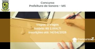 Concurso Público 2360 prefeitura de sonora ms 2 vagas junho 2025