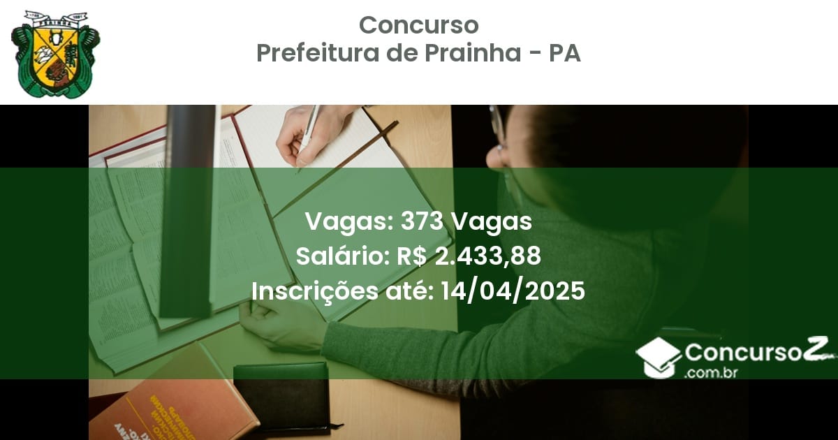 Concurso Público 2369 prefeitura de prainha pa 373 vagas junho 2025