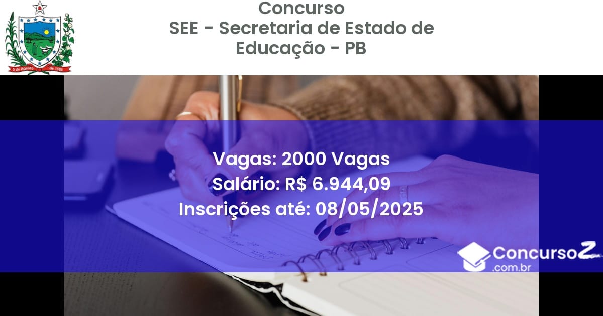 Concurso Público 2398 see secretaria de estado de educacao pb 2000 vagas junho 2025