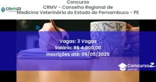 Concurso Público 2401 crmv conselho regional de medicina veterinaria do estado do pernambuco pe 3 vagas junho 2025