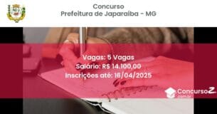 Concurso Público 2441 prefeitura de japaraiba mg 5 vagas junho 2025