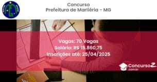 Concurso Público 2542 prefeitura de marlieria mg 70 vagas junho 2025