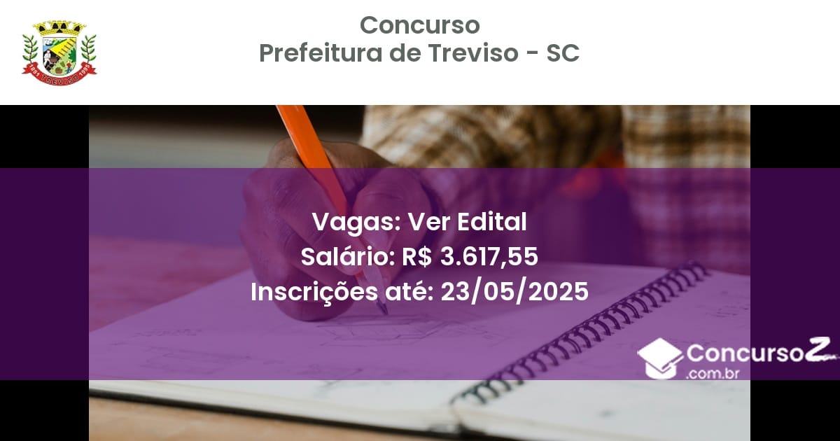 Concurso Público 2646 prefeitura de treviso sc ver edital junho 2025