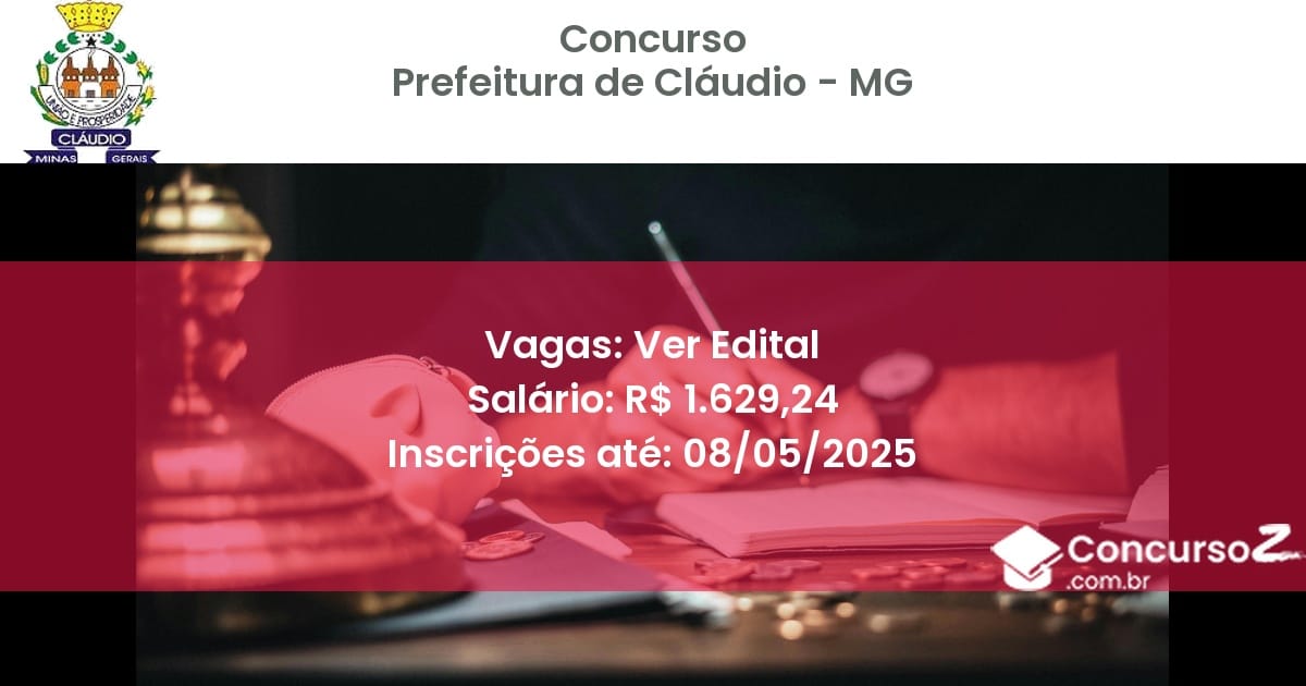 Concurso Público 2665 prefeitura de claudio mg ver edital junho 2025