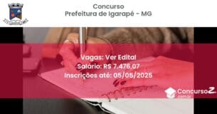 Concurso Público 2668 prefeitura de igarape mg ver edital junho 2025