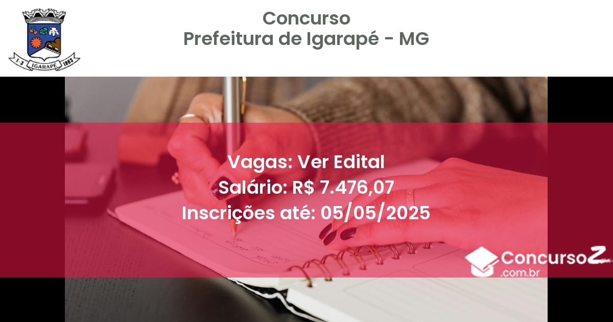 Concurso Público 2668 prefeitura de igarape mg ver edital junho 2025