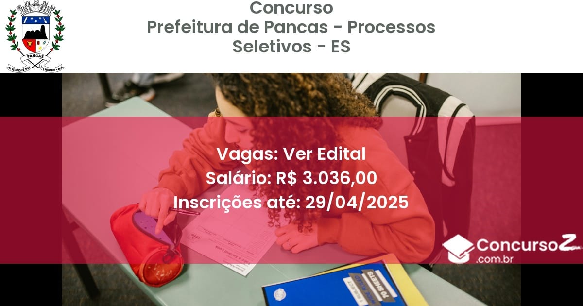 Concurso Público 2670 prefeitura de pancas processos seletivos es ver edital julho 2025
