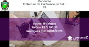 Concurso Público 2676 prefeitura de rio branco do sul pr 161 vagas junho 2025