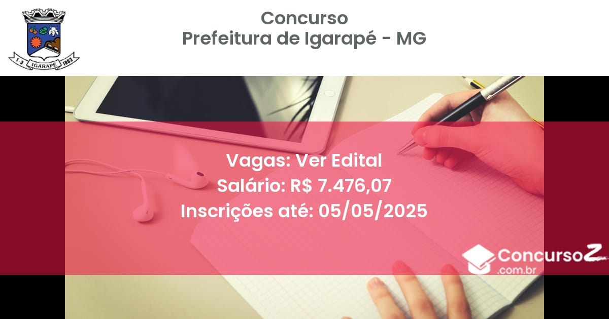 Concurso Público 2701 prefeitura de igarape mg ver edital junho 2025