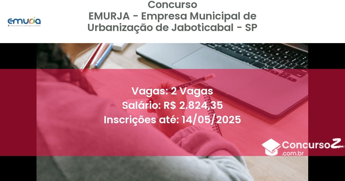 Concurso Público 2730 emurja empresa municipal de urbanizacao de jaboticabal sp 2 vagas junho 2025