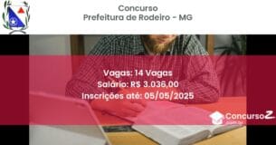 Concurso Público 2823 prefeitura de rodeiro mg 14 vagas junho 2025