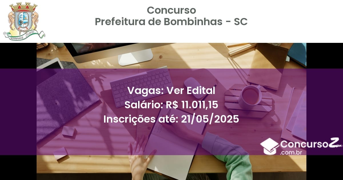 Concurso Público 2835 prefeitura de bombinhas sc ver edital junho 2025