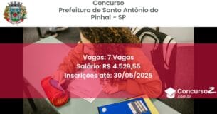 Concurso Público 2922 prefeitura de santo antonio do pinhal sp 7 vagas junho 2025