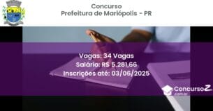 Concurso Público 2953 prefeitura de mariopolis pr 34 vagas junho 2025