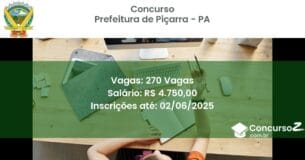 Concurso Público 3001 prefeitura de picarra pa 270 vagas julho 2025