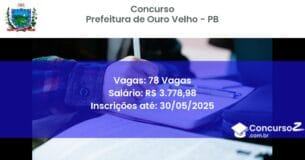Concurso Público 3017 prefeitura de ouro velho pb 78 vagas julho 2025