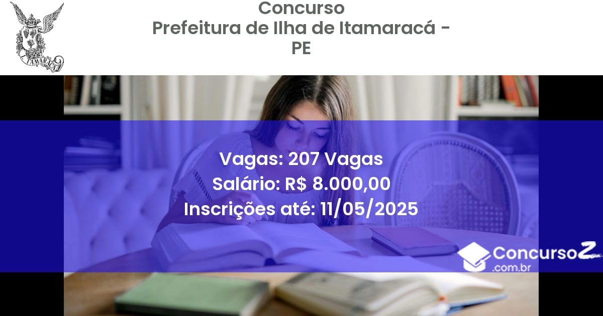 Concurso Público 3020 prefeitura de ilha de itamaraca pe 207 vagas julho 2025