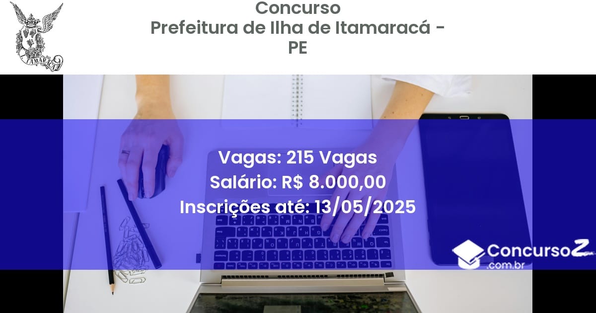 Concurso Público 3021 prefeitura de ilha de itamaraca pe 215 vagas outubro 2025