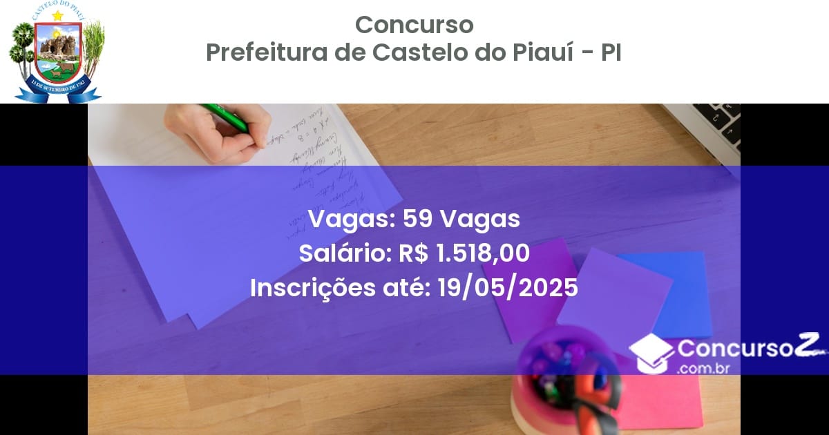 Concurso Público 3023 prefeitura de castelo do piaui pi 59 vagas julho 2025