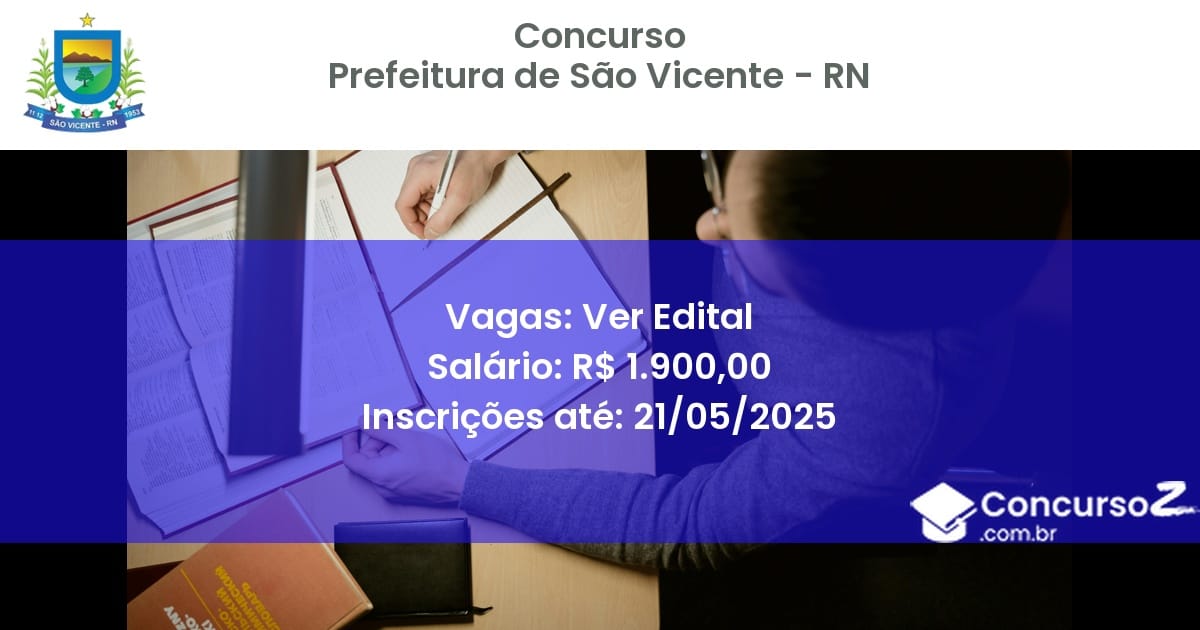 Concurso Público 3027 prefeitura de sao vicente rn ver edital setembro 2025