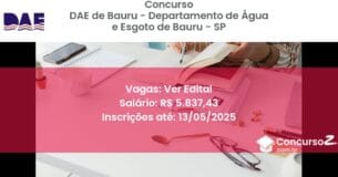 Concurso Público 3033 dae de bauru departamento de agua e esgoto de bauru sp ver edital junho 2025