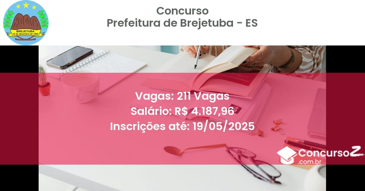 Concurso Público 3051 prefeitura de brejetuba es 211 vagas junho 2025