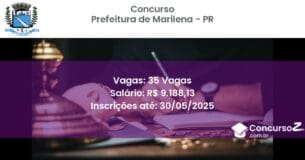 Concurso Público 3055 prefeitura de marilena pr 35 vagas julho 2025