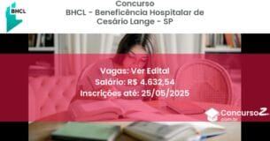 Concurso Público 3099 bhcl beneficencia hospitalar de cesario lange sp ver edital junho 2025