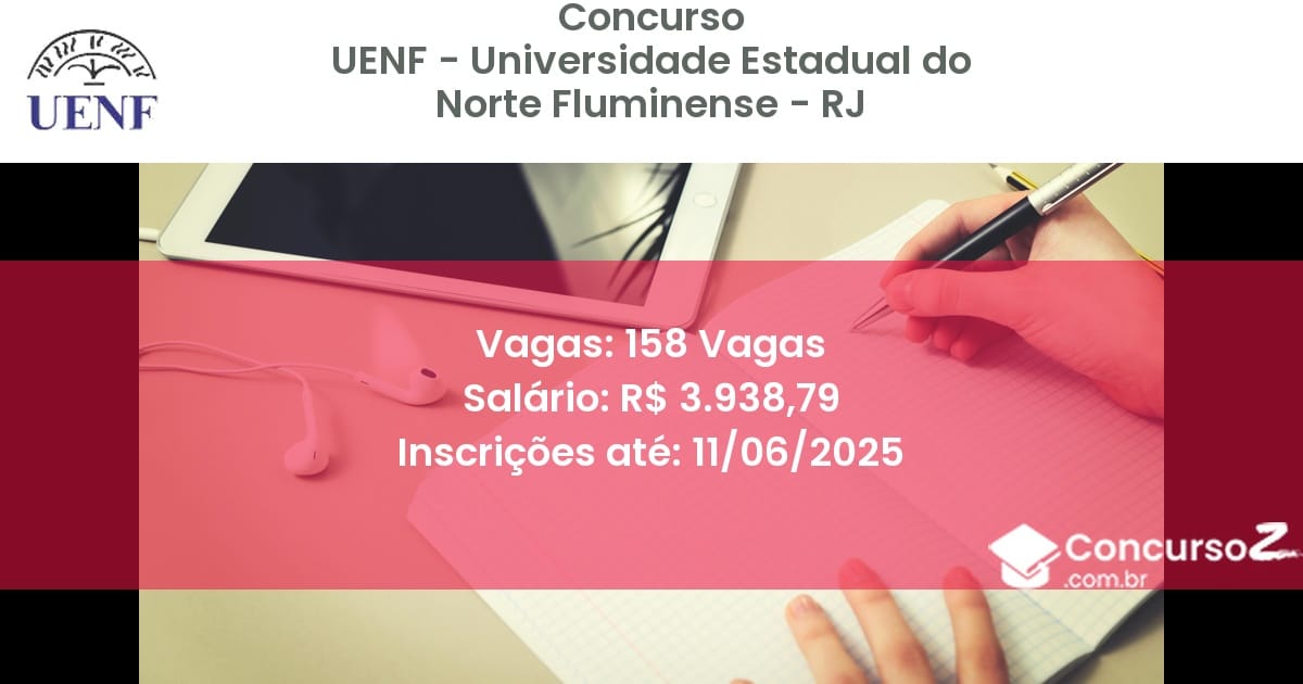 Concurso Público 3110 uenf universidade estadual do norte fluminense rj 158 vagas setembro 2025
