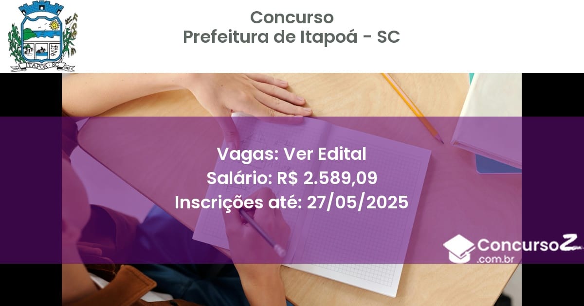 Concurso Público 3177 prefeitura de itapoa sc ver edital junho 2025