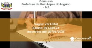 Concurso Público 3187 prefeitura de guia lopes da laguna ms ver edital julho 2025