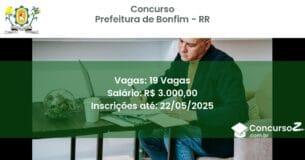 Concurso Público 3203 prefeitura de bonfim rr 19 vagas julho 2025
