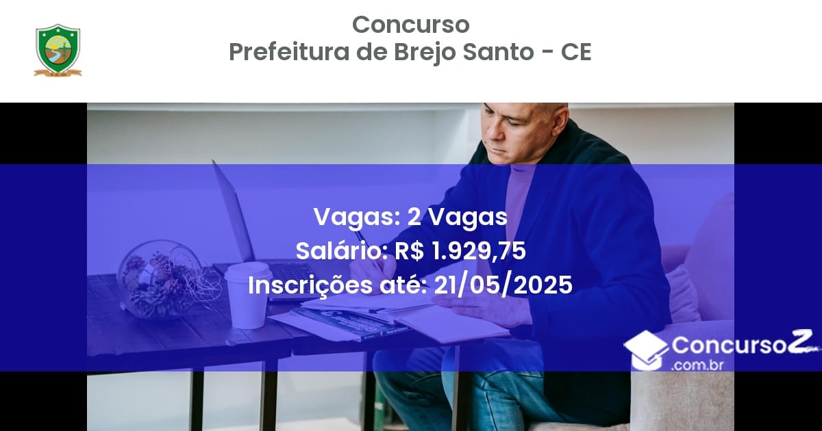 Concurso Público 3208 prefeitura de brejo santo ce 2 vagas junho 2025