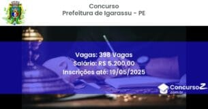 Concurso Público 3213 prefeitura de igarassu pe 398 vagas julho 2025