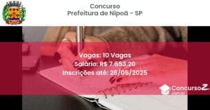 Concurso Público 3239 prefeitura de nipoa sp 10 vagas junho 2025