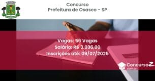 Concurso Público 3240 prefeitura de osasco sp 56 vagas julho 2025