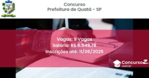 Concurso Público 3241 prefeitura de quata sp 9 vagas setembro 2025