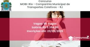 Concurso Público 3252 mobi rio companhia municipal de transportes coletivos rj 96 vagas junho 2025