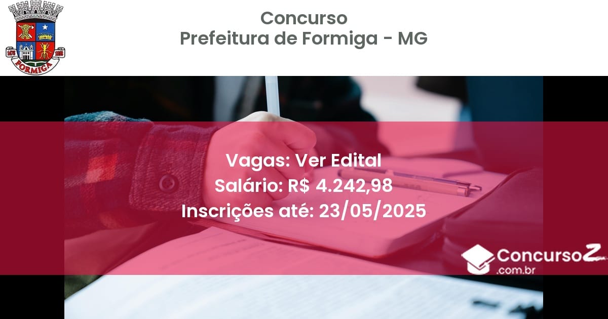 Concurso Público 3265 prefeitura de formiga mg ver edital junho 2025