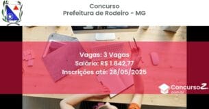 Concurso Público 3271 prefeitura de rodeiro mg 3 vagas junho 2025